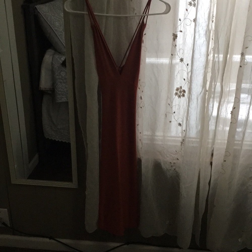 Blush pink open back dress